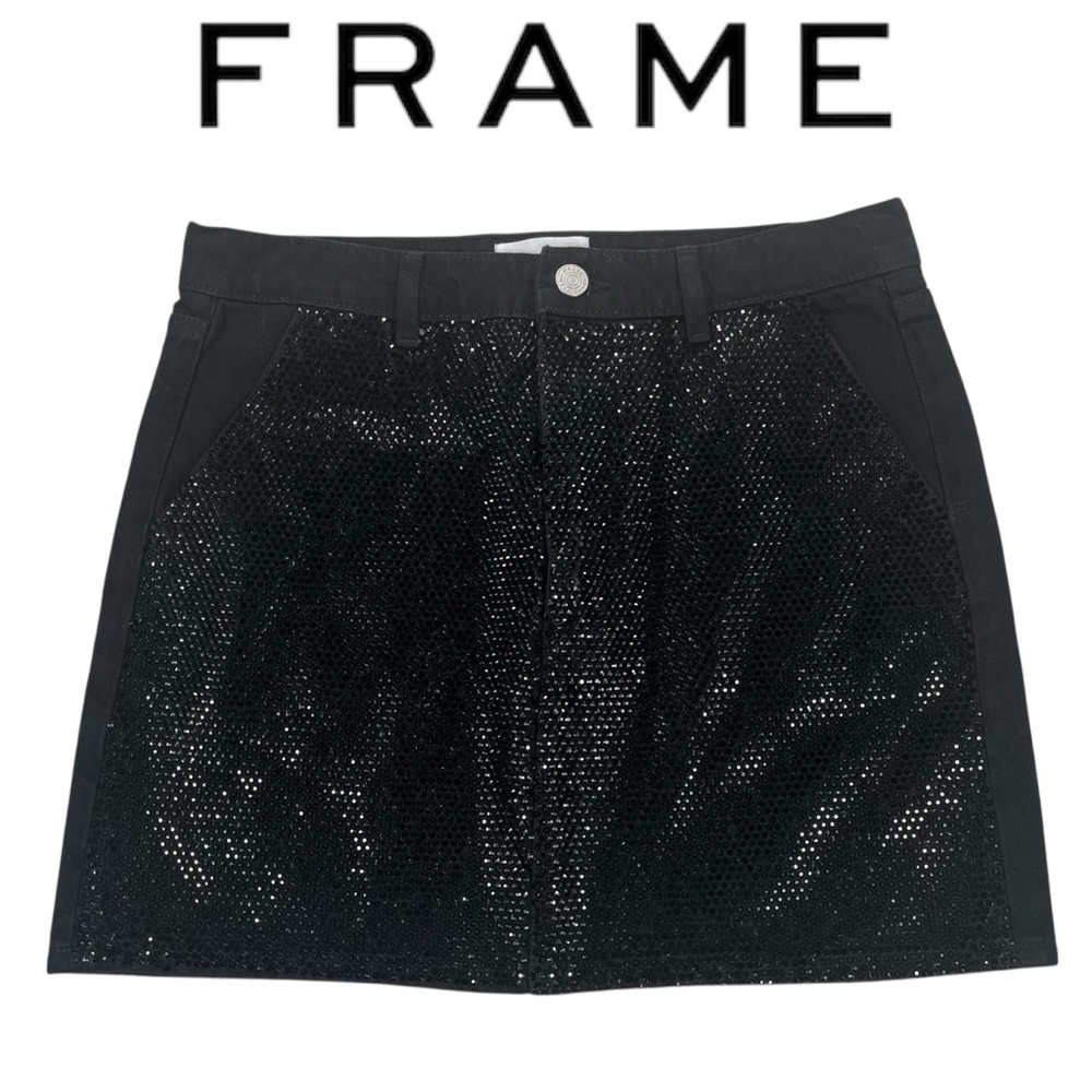 FRAME Women’s Size 28 Black Rhinestone‎ Embellished Mini Skirt